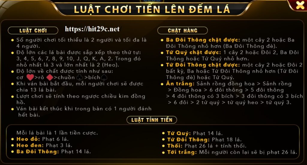 Luật chơi Tiến lên đếm lá